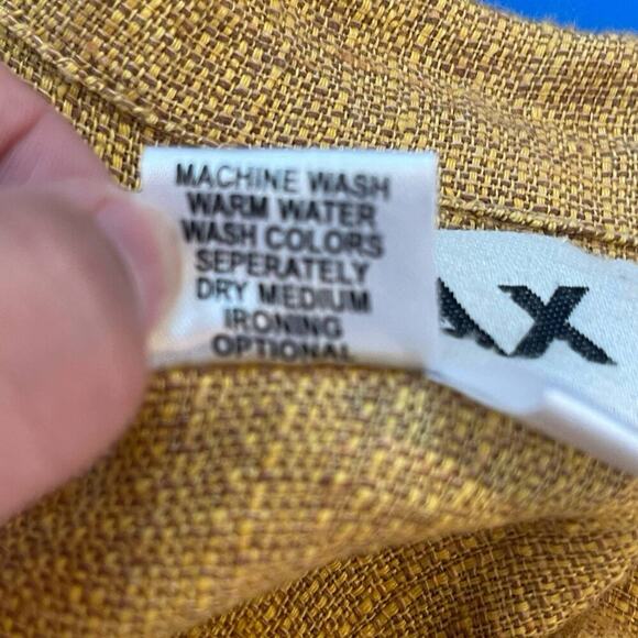 Flax Shirt Linen Button Up Women’s Size Small Yellow Lagenlook Long Sleeve - Picture 6 of 7